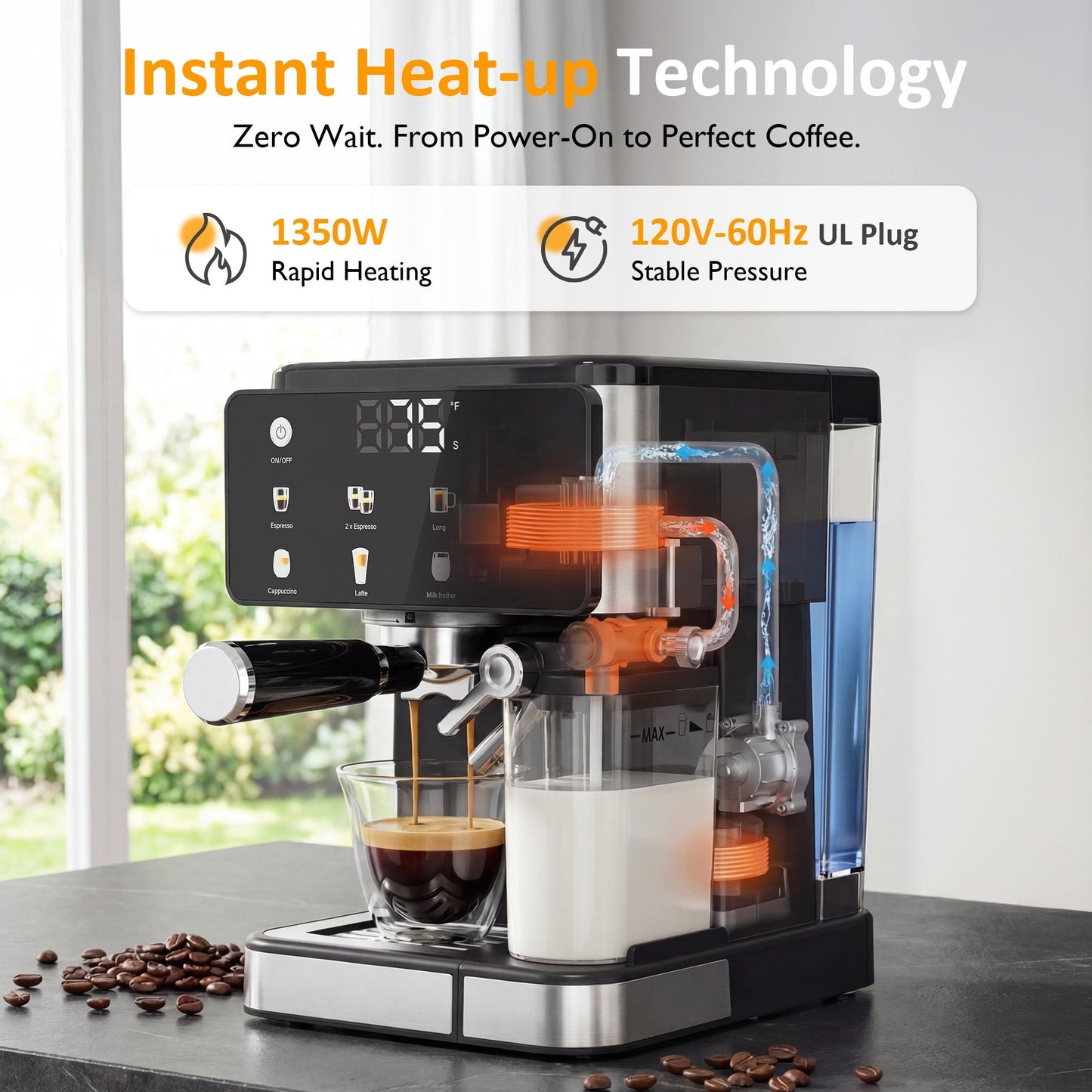 Espresso Machine & Iced Coffee Maker with Cold Brew Self-Clean