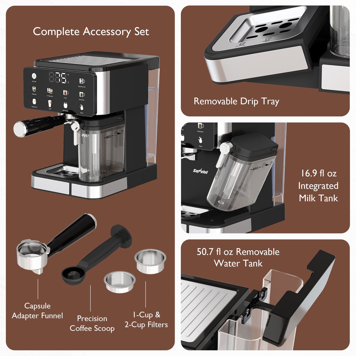 Espresso Machine & Iced Coffee Maker with Cold Brew Self-Clean