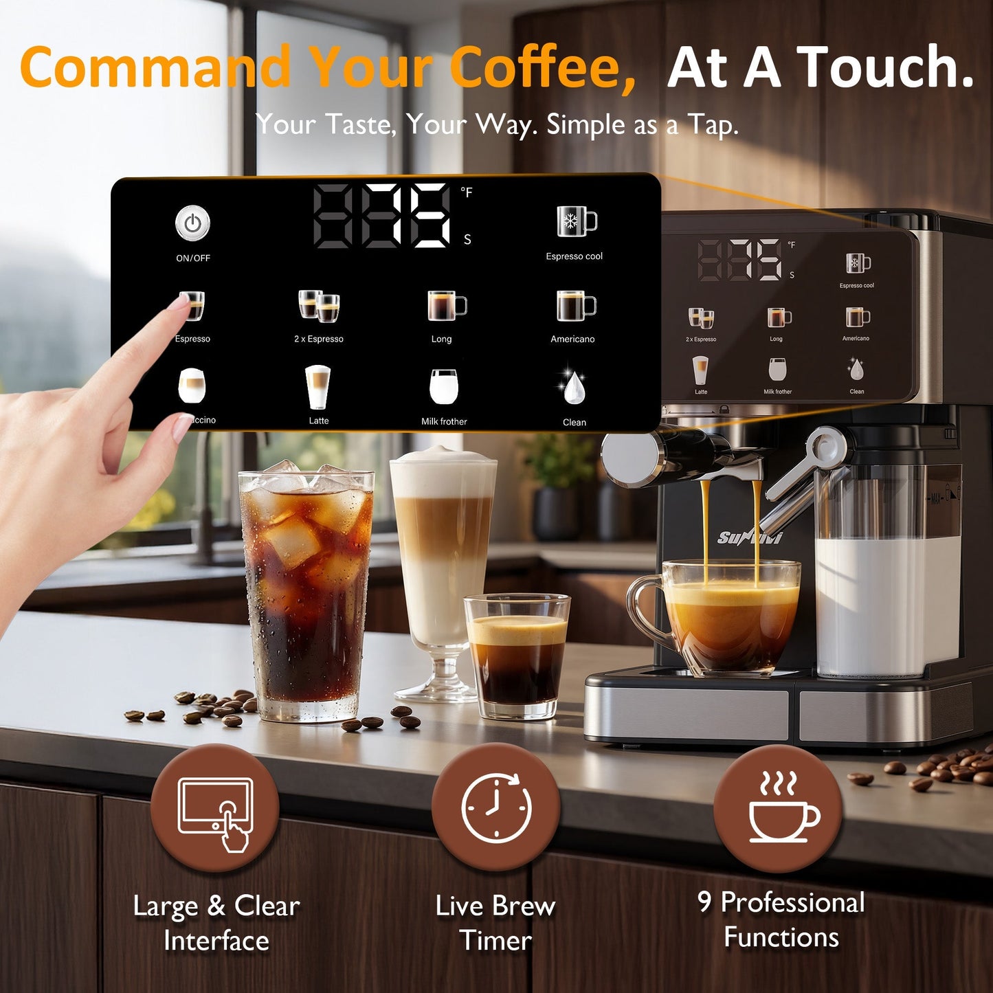 Espresso Machine & Iced Coffee Maker with Cold Brew Self-Clean
