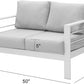 Superjoe Outdoor 2 Seats Patio Aluminum Loveseat Furniture, All-Weather Sofa Couch White Metal Chair with Cushions, Light Grey
