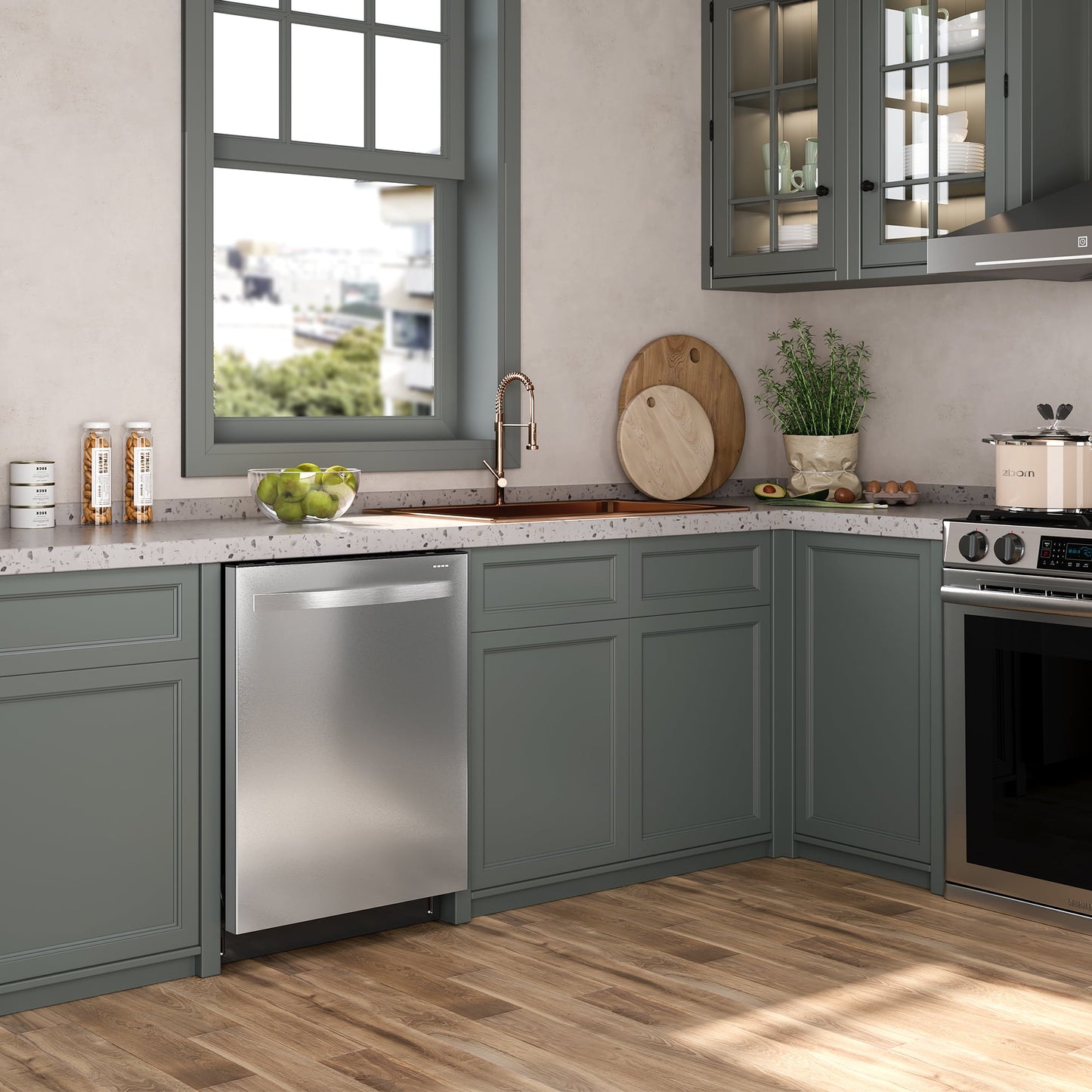 Sunvivi 24" Stainless Steel Built-in Dishwasher, 14-16 Place Settings Dishwasher Machine, 8 Wash Programs, Energy Star, Sliver