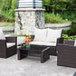 Cozyhom 4 Piece Rattan Outdoor Patio Sofa Furniture Sets, Wicker Conversation Couch Sets Rattan Sofa Chair With Cushion For Backyard Lawn Garden, Brown