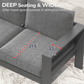 Heynemo 3 Seats Patio Aluminum Sofa Furniture, Metal Outdoor Couch with Cushions, Dark Grey