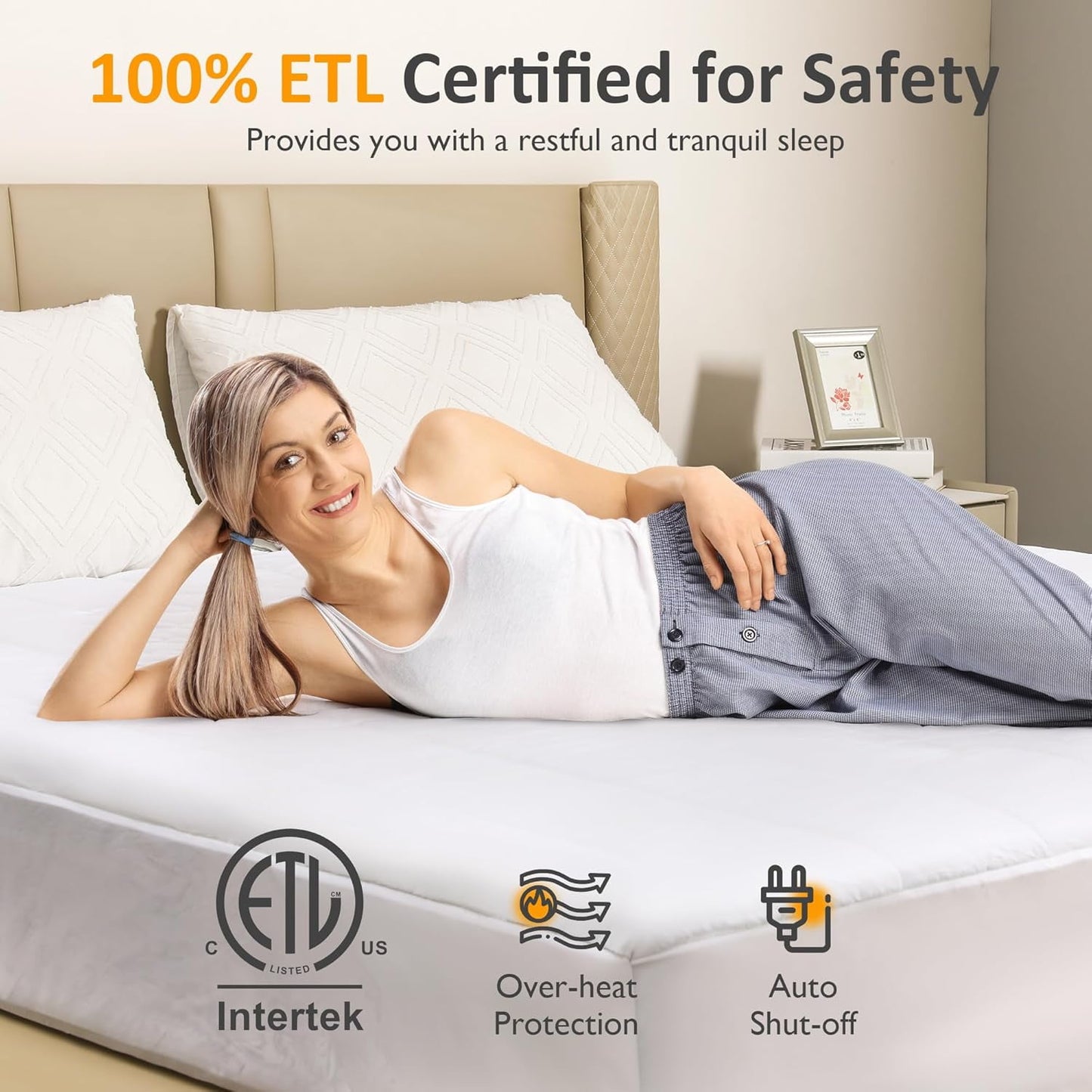 Heynemo Queen Electric Heated Mattress, Queen Size Bed Mattress Pad with Dual Controller, Full Bed Warmer with 12-Hour Timer & 10 Heat Settings, Machine Washable, 60" x 80"
