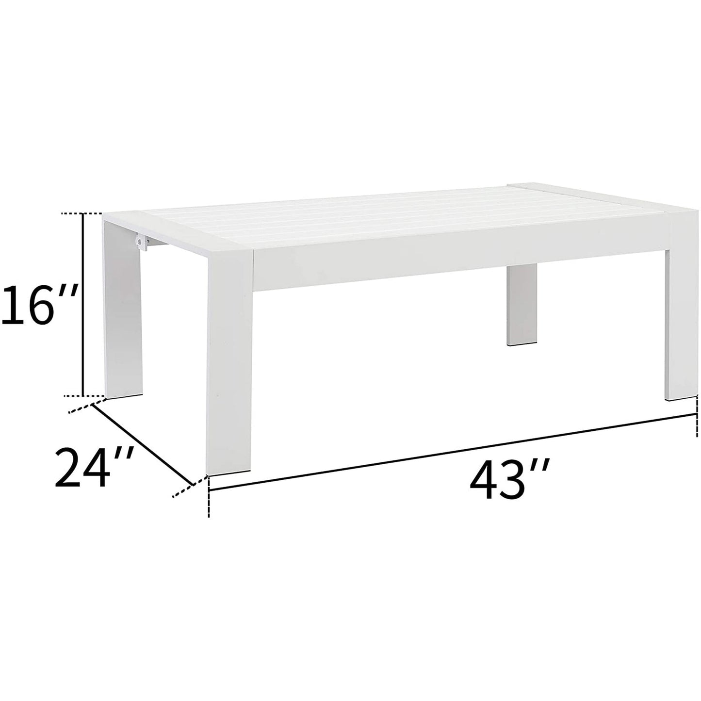 Superjoe Outside Patio Aluminum Coffee Table, Outdoor End Table with Aluminum Frame, Modern All-Weather Metal Rectangle Table Garden Furniture, White