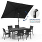Mayincolor 6.5 x 10 Ft Rectangular Patio Umbrella Aluminum Pole, Outdoor Table Market Umbrella with Crank, 6 Steel Ribs, Polyester Canopy, Black
