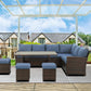 RoyalCraft Patio Furniture Set, 7 Piece High Curved Back Outdoor Dining Sectional Sofa with Dining Table and Chair, All Weather Wicker Conversation Set with Ottoman