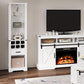 Royalcraft 75'' Tall Storage Cabinet with LED Light, Farmhouse Pantry Cabinet with Tempered Glass Adjustable Shelves & Wine Storage Rack, Freestanding Linen Tower for Bathroom, Living Room,White