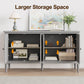 May in Color Mid Century Modern Sideboard with 4 Doors and Adjustable Shelves, Console Table for Entryway, Dining Room, Living Room, Grey Oak