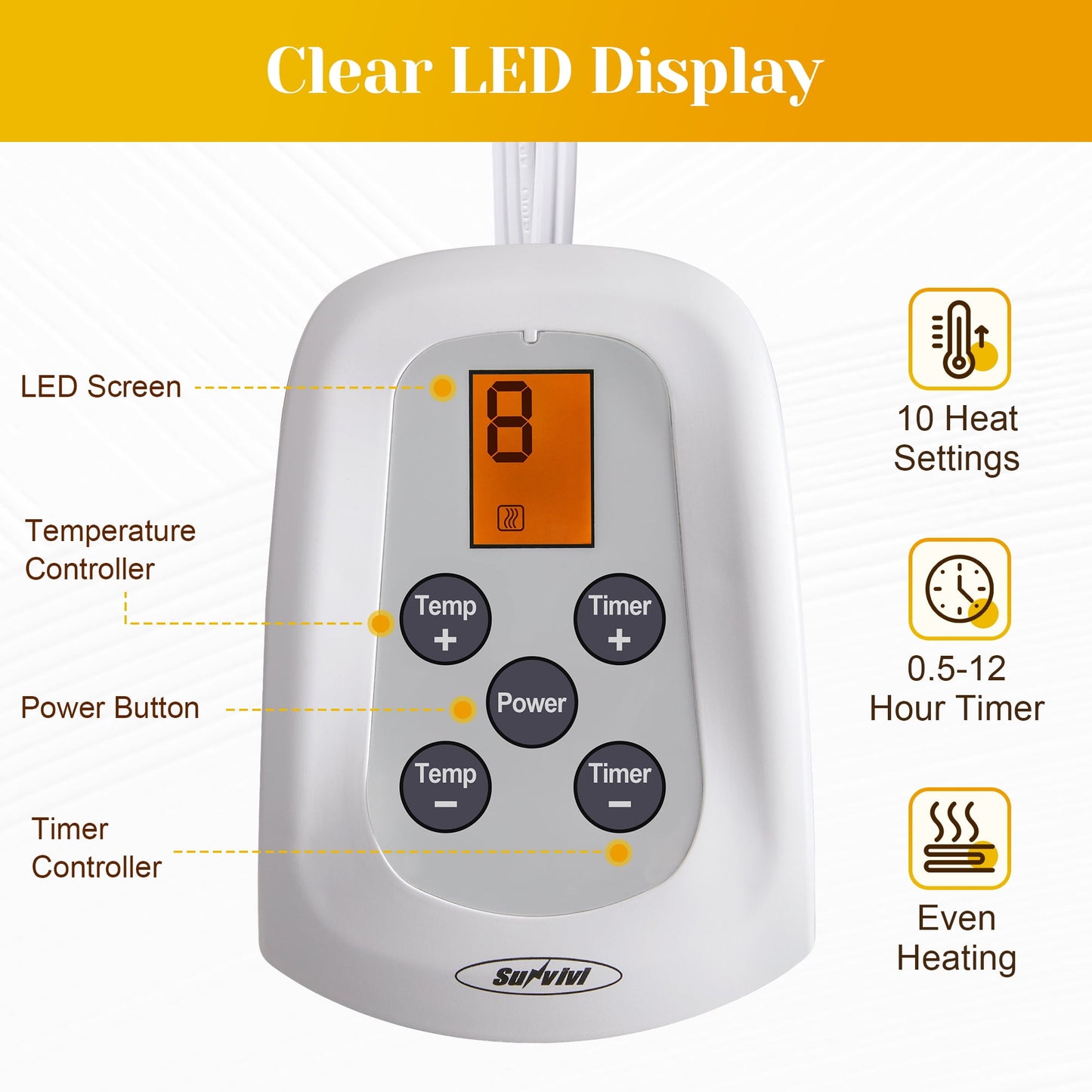 Mayincolor Electric Heated Blanket, 84" x 62" Twin Size Electric Blanket with 10 Heating Levels and 12 Hours Auto-Off, Soft Flannel and Sherp Blanket with ETL & FCC Certification, Grey