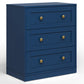 May in Color 3-Drawer Nightstand, Modern Bedside Table with Gold Knobs, Wooden End Table for Bedroom, Living Room, Hallway, or Closet, Blue