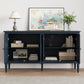 May in Color Console Cabinet, 58'' Wood Sideboard Buffet Cabinet with Storage & 4 Doors, Mid Century Modern Pantry Cabinet for Entryway, Living Room, Bedroom, Dining Room, Blue
