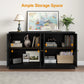 Heynemo Sideboard Buffet with Storage Cabinet, 56'' Modern Sideboard with 4 Doors and Adjustable Shelves, Accent Cabinet Coffee Bar Cabinet for Entryway, Dining Room, Living Room, Black