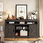 Heynemo TV Stand for 65+ Inch TV, Farmhouse 34'' Tall Entertainment Center for 23" Fireplace, Rustic TV Console with Sliding Bar Door for Living Room (Dark Grey)