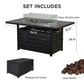 Superjoe 54” Rectangular Propane Fire Pit Table with Stainless Burner Waterproof Cover