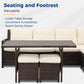 Superjoe High Curved Back 7-Piece Wicker Dining Sectional Sofa with Dining Table and Chair, Ivory