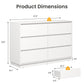 Heynemo Dresser with 6 Drawers for Bedroom, Chest of Drawer with Charging Station for Living Room, White