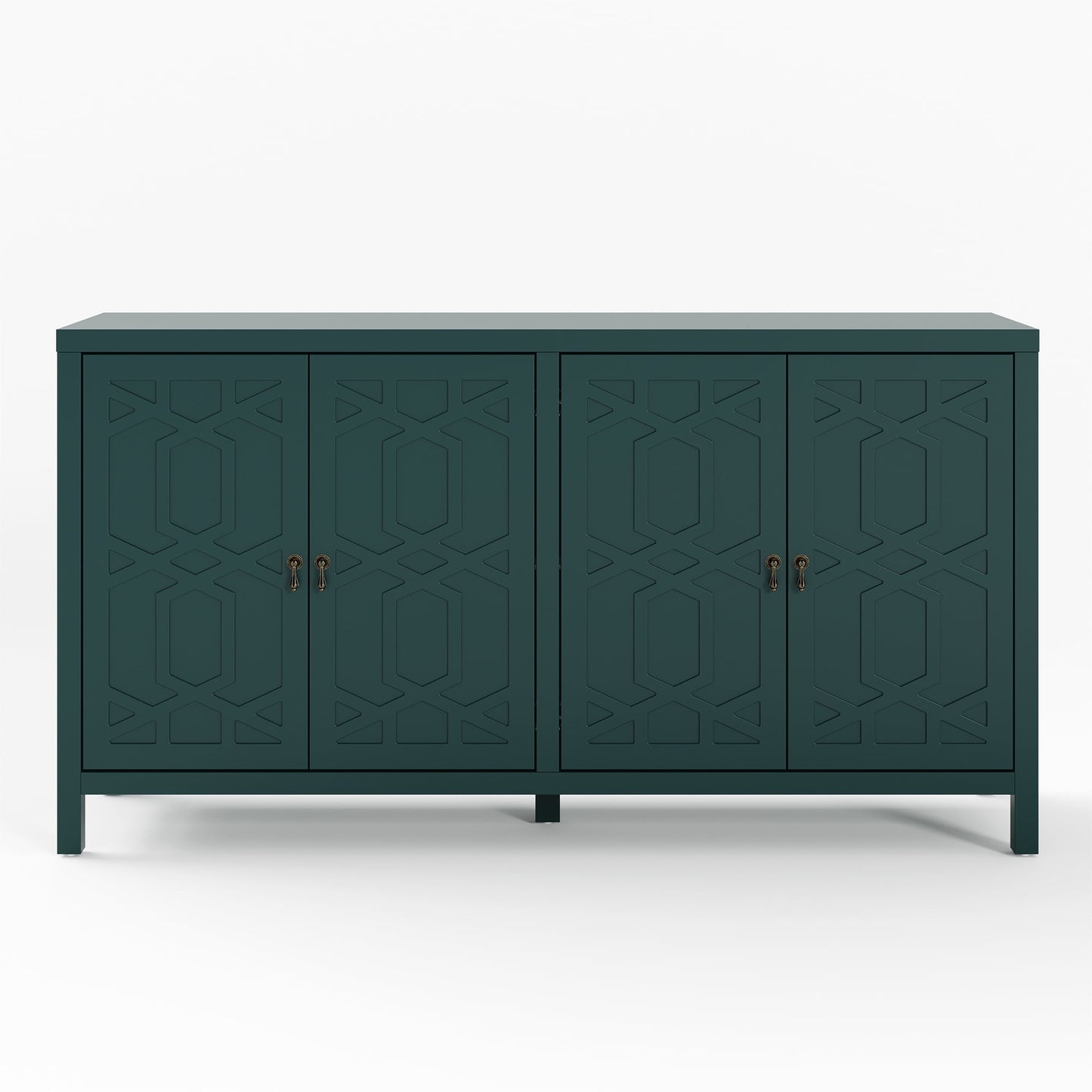Heynemo Sideboard Buffet, 58'' Mid Century Modern Sideboard Buffet with 4 Doors and Adjustable Shelves, Sideboard Buffet for Entryway, Dining Room, Living Room, Bedroom, Turquoise