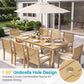 6-Piece Acacia Patio Table and Chairs Set for All-Weather, Outdoor Patio Dining Set with Umbrella Hole and Removable Cushion for 5, Durable Patio Table and Chairs Set for Garden, Heynemo