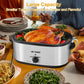 Superjoe 24QT Silver Electric Roaster Oven, Stainless Steel, Self-Basting Lid Removable Insert Pot for Gathering and Dining