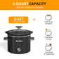 2QT Small Slow Cooker with Removable Ceramic Pot, 3 Heating Settings, Dishwasher-Safe Glass Lid, Black