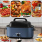 Superjoe Roaster Oven 26 Quart, Electric Roaster Oven with Visible & Self-Basting Lid, Turkey Roaster Oven with Removable Pan & Rack, Variable Temperature Control, Stainless Steel, Blue
