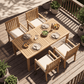 5-Piece Acacia Patio Table and Chairs Set for All-Weather, Outdoor Patio Dining Set with Umbrella Hole and Removable Cushion for 4, Durable Patio Table and Chairs Set for Backyard, Garden, Heynemo