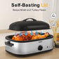 Superjoe 14QT Electric Roaster Oven with Self-Basting Lid, Removable Pan and Rack, Stainless Steel, Silver