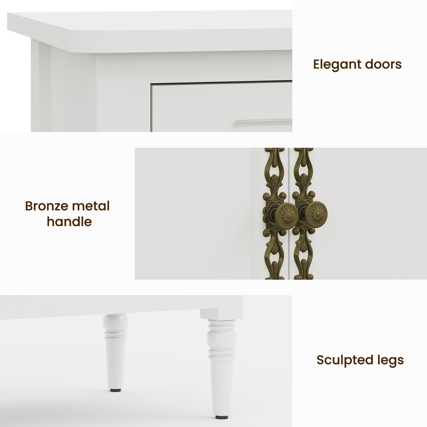 Superjoe Buffet Sideboard Table Set of 2, 59'' Mid Century Modern Console Table, Media Cabinet with 4 Doors, Accent Cabinet Wood Sideboard, for Entryway, Living Room, Dining Room, White