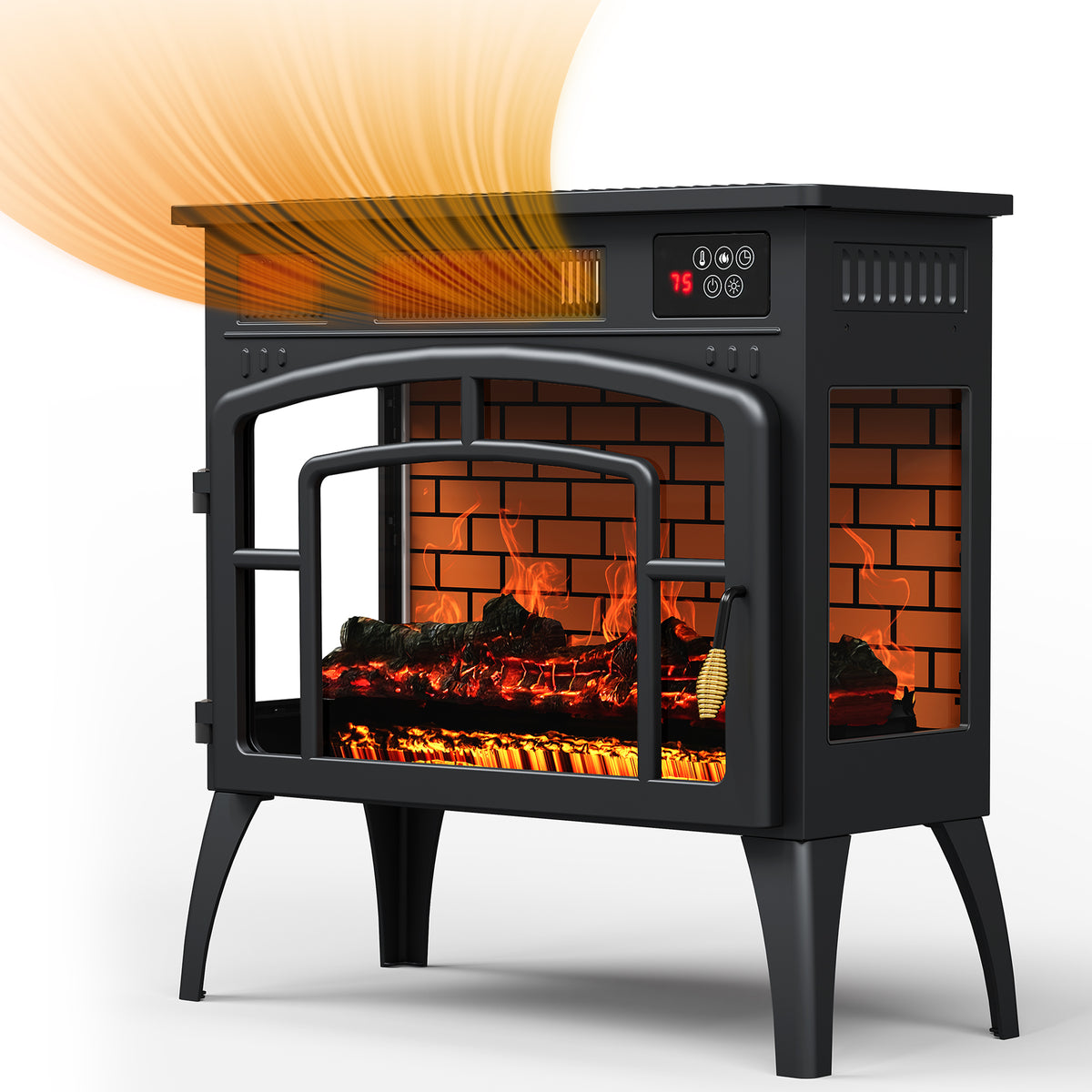 Heynemo A Practical Portable Fireplace ¨C 1500W Freestanding Infrared Electric Fireplaces Heater with 3D Flame Effect & Remote Control