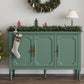 Heynemo 2 Piece Storage Cabinet with 3 Doors, Sideboard Cabinet with Adjustable Shelves, Wood Buffet Cabinet with Turned Legs, Accent Cabinet for Entryway, Living Room, Dining Room, Green