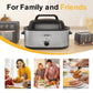 Sunvivi 24 Quart Electric Turkey Roaster Oven with Visible Glass Lid,Removable Pan & Rack, Stainless Steel,Silver