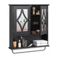 RoyalCraft Bathroom Mirror Cabinet, Wall Mount Medicine Cabinet with Adjustable Shelves, Towel Bar, Black