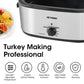 Superjoe 20 QT Electric Roaster Oven Turkey Roaster Pan, Stainless Steel Self-Basting Lid Removable Insert Pot, Silver