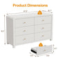 May in Color Modern 6-Drawer Chest of Drawers, with Rounded Corners, White, 47 in