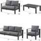 Superjoe 5 Pcs Outdoor Aluminum Furniture Set 7 Seats Patio Sectional Chat Sofa Set Metal Conversation Sofa with 5 Inch Cushion and Coffee Table for Balcony, Garden, Dark Grey