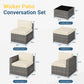 Mayincolor 5 Piece Outdoor Patio Sectional Furniture Set, Rattan Outside Couch, Wicker Conversation Sofa for Balcony, Porch, Backyard, Deck, Garden,Beige
