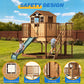 May in Color 9-in-1 Outdoor Wooden Playhouse with Slide & Sandbox - Backyard Playset for Kids Ages 3-10 - Natural Fir Play Center with Play Kitchen, Growth Chart & Safety Rails