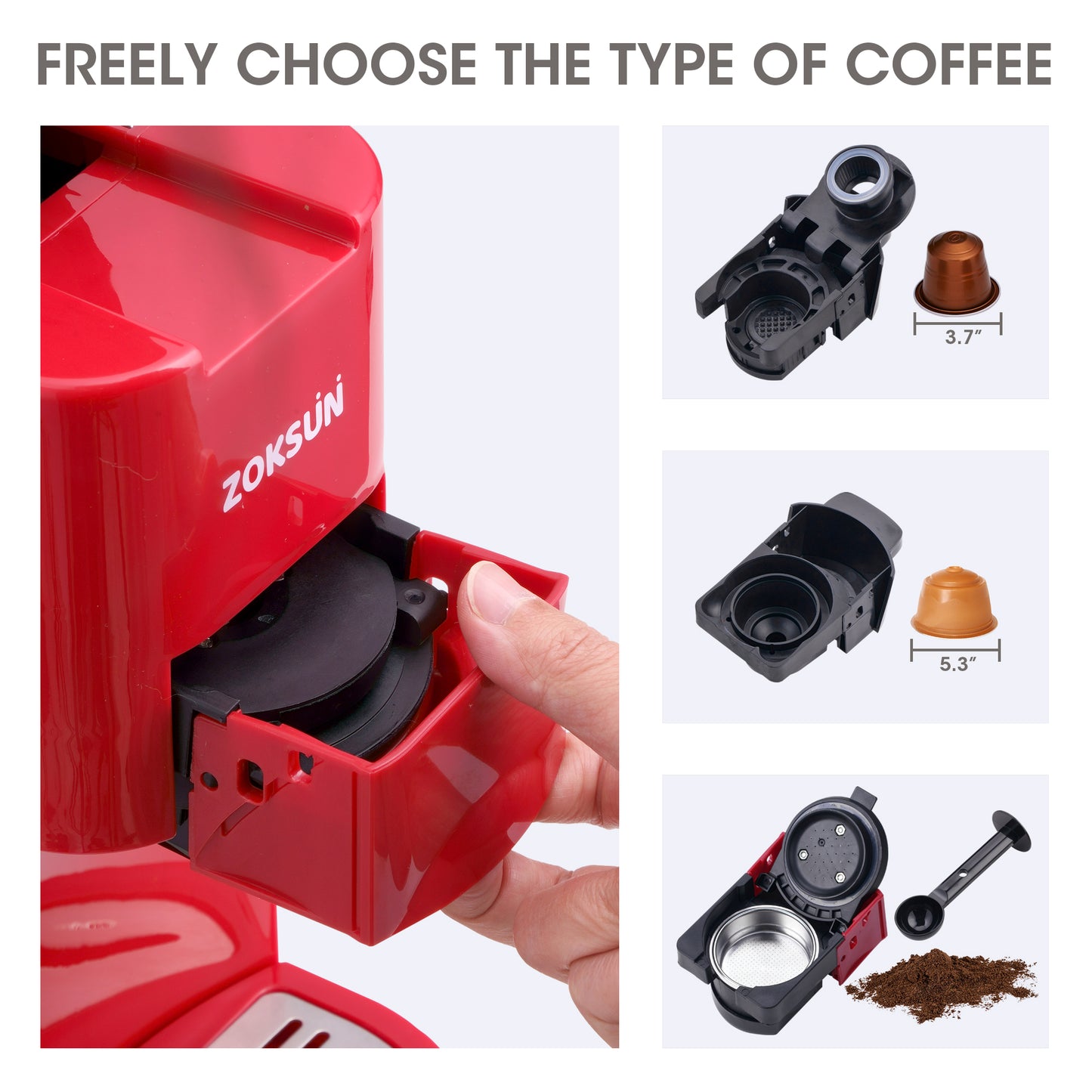 Homepraise 3 IN 1 Multi Capsules Coffee Machine,coffee machine with automatic cleaning function,for Strong Espresso,Americano Coffee,Cappuccino,Macchiato et,Red