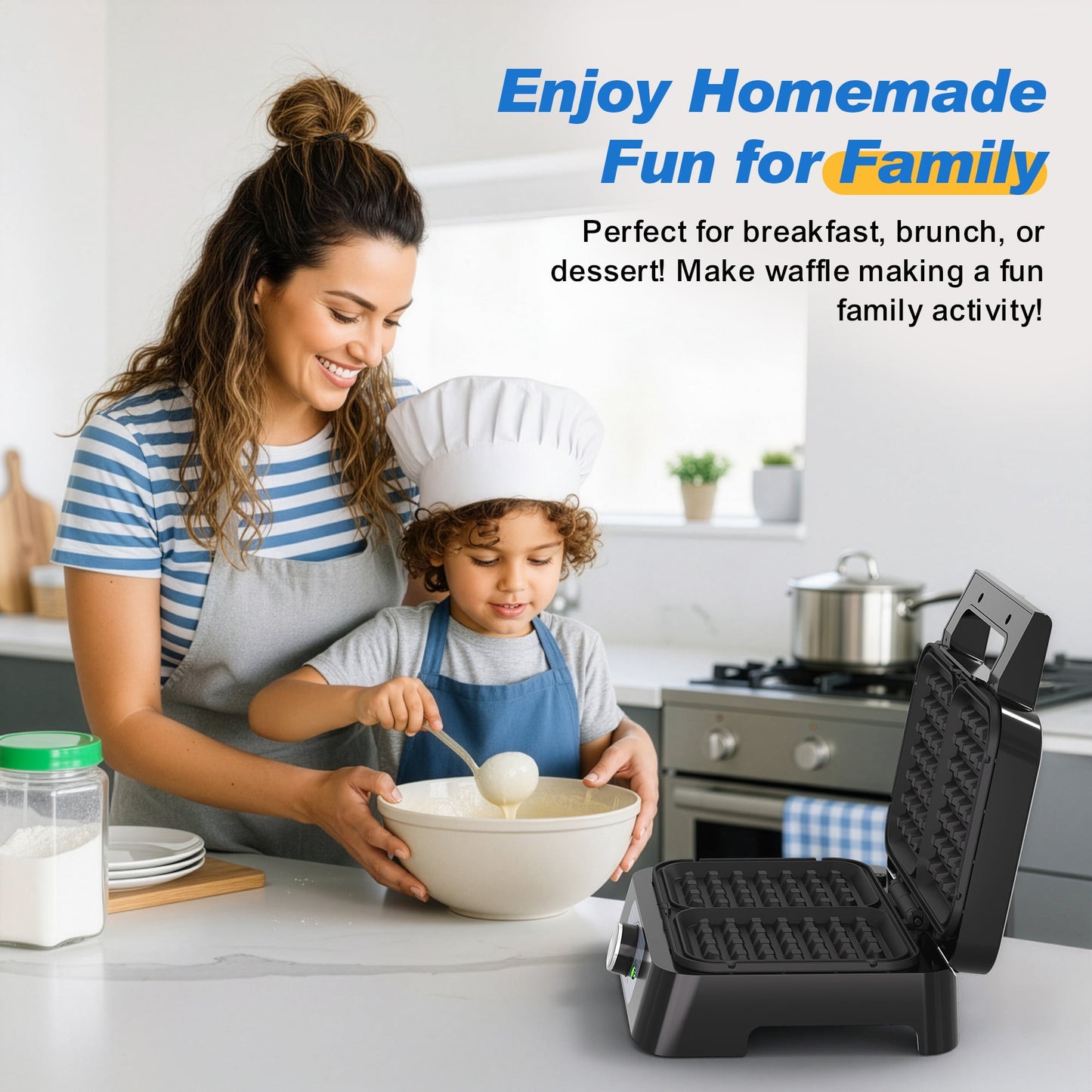 Sunvivi 2-Slice Belgian Waffle Maker, Electric Waffle Iron with Temperature Control, Nonstick Plates & Indicator Lights, Easy Clean