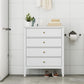 RoyalCraft White Fluted 4 Drawer Dresser for Bedroom, Modern Chest of Drawers, Wood Dresser for Storage Clothes, Wooden Storage Cabinet Nightstand for Bedroom, Hallway, Living Room, Entryway
