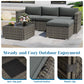 Mayincolor 5 Piece Outdoor Patio Sectional Furniture Set, Weather Resistant Rattan Outside Couch, Waterproof Conversation Sofa for Balcony, Porch, Backyard, Deck, Garden, Grey