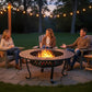 Heynemo 3 in 1 Outdoor Fire Pit for BBQs, Bonfire, Picnic, Wood Burning Fireplace with 2 Grill, Lid, and Fire Poker, 43'' Metal Round Table for Patio, Garden, Backyard