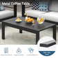 RoyalCraft Outdoor Furniture Patio Coffee Table, Ourdoor Rectangle Coffee Table, All-weather Outdoor Metal Coffee Table for Balcony, Garden, Deck, Backyard, Black