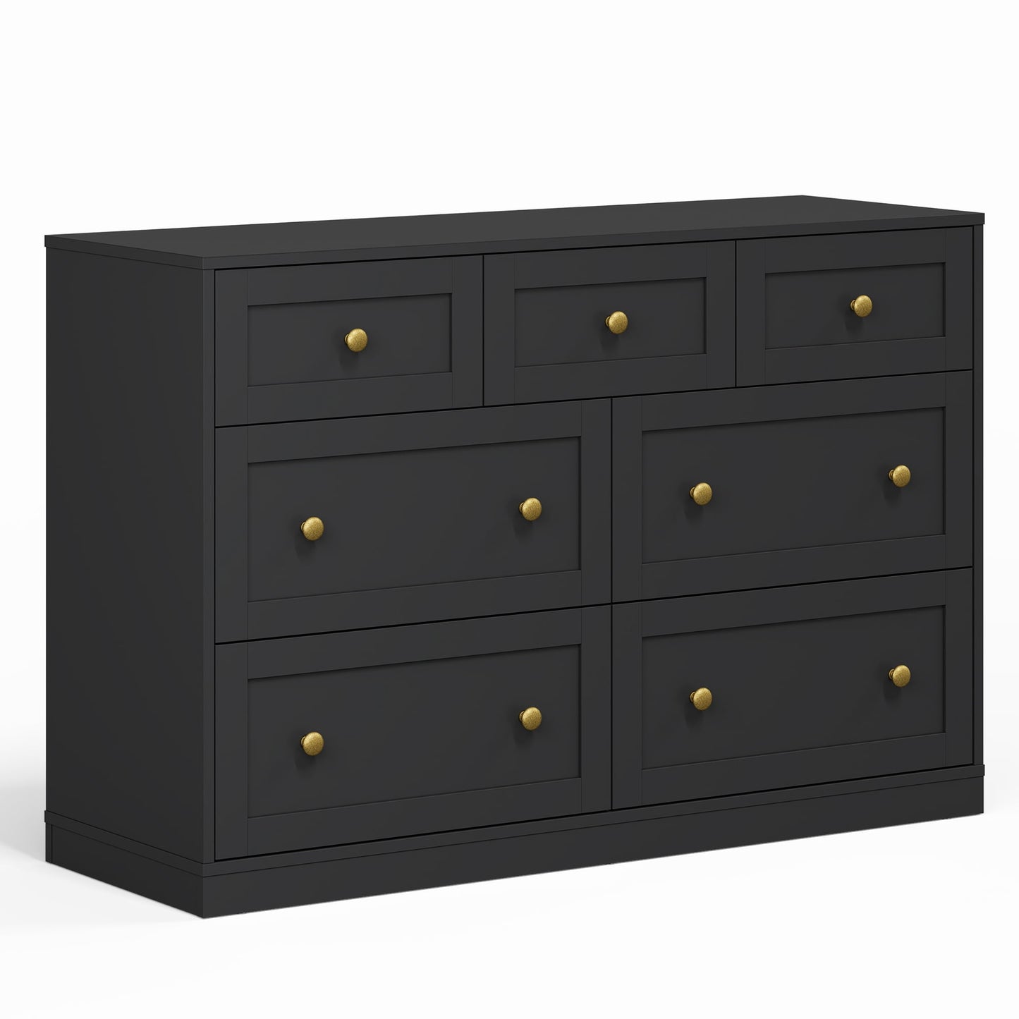 May in Color Dresser for Bedroom with 7 Drawers, Wood Drawer Organizer for Bedroom, Living Room, Hallway, Black