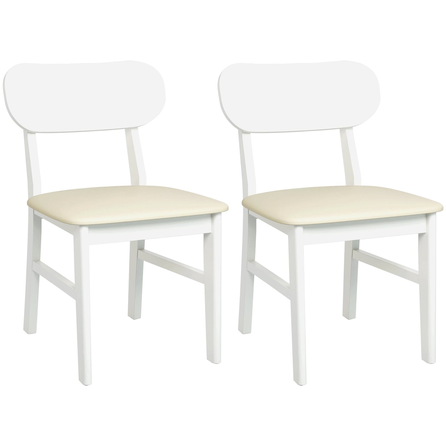 May in Color Wooden Dining Chairs Set of 2, Modern Dining Chairs with Rubberwood Legs, 350LBS Capacity, Leather Side Seat for Kitchen, Dining Room, Living Room, Home Office, Terrace, Courtyard, White