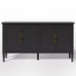 May in Color 58" Wood Buffet Cabinet, Mid-Century Modern Console Cabinet, with 4 Door & Media Storage, for Entryway, Living Room, Dining Room, Bedroom, Black