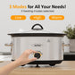 SUNVIVI Small Slow Cooker 4QT, Mini Food Warmer with 3 Heating Settings, Removable Ceramic Pot, Dishwasher Safe Glass Lid, Stainless Steel