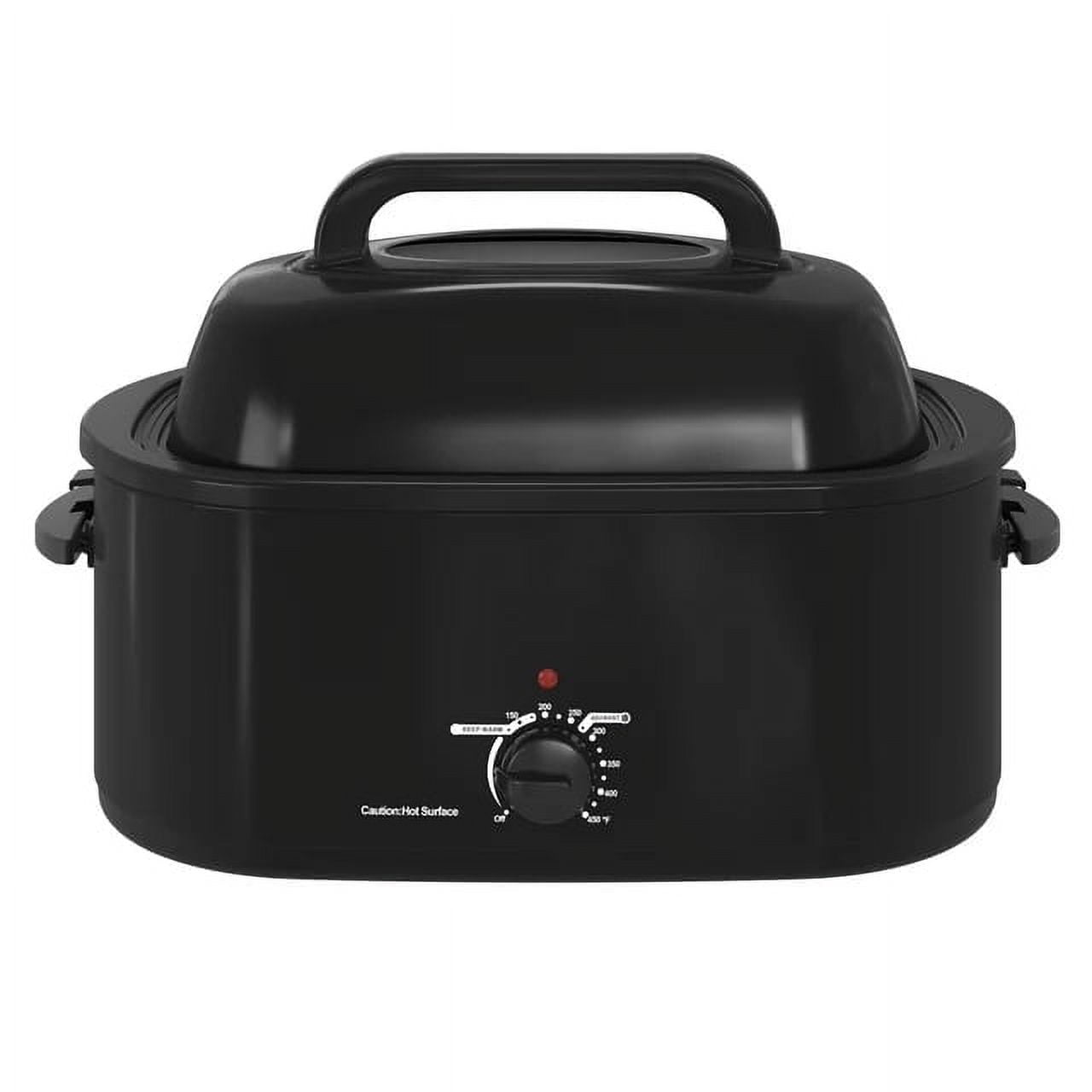 CozyHom 26 Quart Electric Roaster Oven Stainless Steel Turkey Roaster Oven, Self-Basting Lid Removable Insert Pot, Black