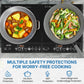 Heynemo Portable Dual Induction Cooktop, 1000W+800W Electric Double Burner Induction Cooker Hot Plate 8 Power 8 Temperature Settings, Countertop Burner with Timer, Black